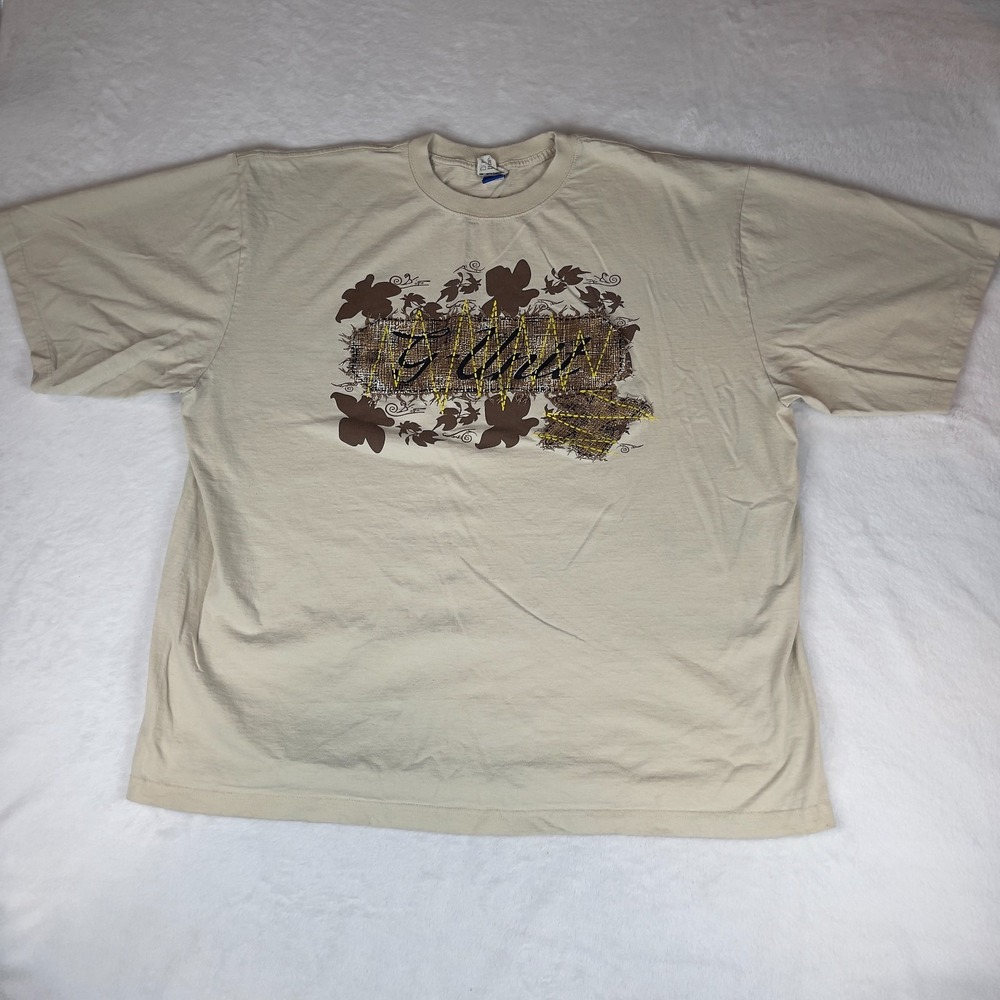 G-Unit T-Shirt Women's 3XL Beige Embroidered‎ Patch Logo Short Sleeve Crewneck